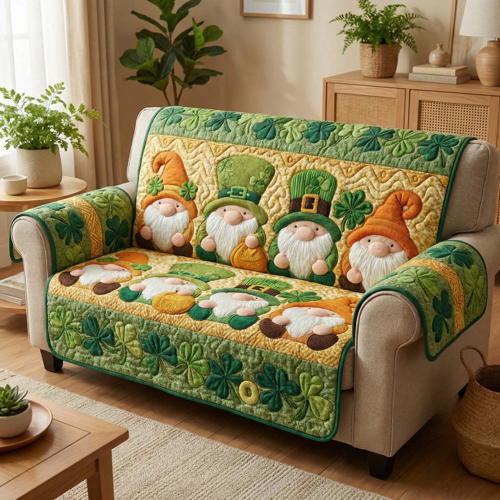 Lucky Gnomes Quilted Sofa Cover Fall Halloween Decor For Sofa Couch
