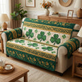 Celtic Clover Quilted Sofa Cover Fall Halloween Decor For Sofa Couch