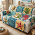Coral Garden Quilted Sofa Cover Fall Halloween Decor For Sofa Couch