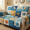 Ocean Blocks Quilted Sofa Cover Fall Halloween Decor For Sofa Couch