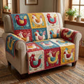 Folk Chickens Quilted Sofa Cover Fall Halloween Decor For Sofa Couch
