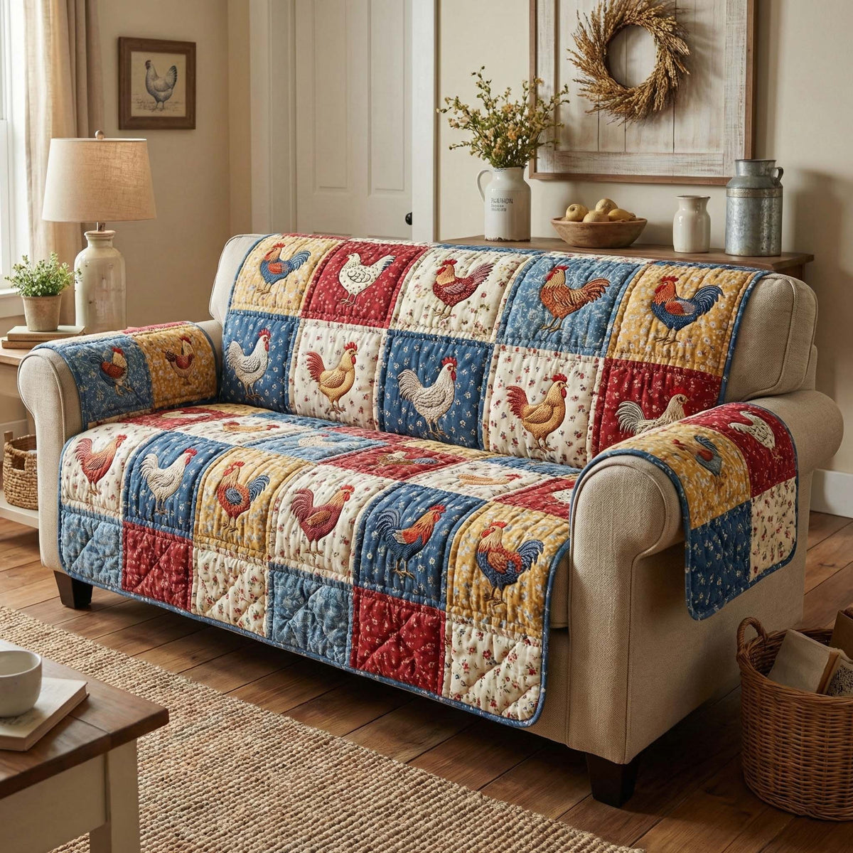 Country Coop Quilted Sofa Cover Fall Halloween Decor For Sofa Couch