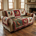 Rustic Roosters Quilted Sofa Cover Fall Halloween Decor For Sofa Couch