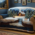 Cabin Snowmen Quilted Sofa Cover Fall Halloween Decor For Sofa Couch
