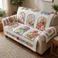 Rose Window Garden Quilted Sofa Cover Fall Halloween Decor For Sofa Couch