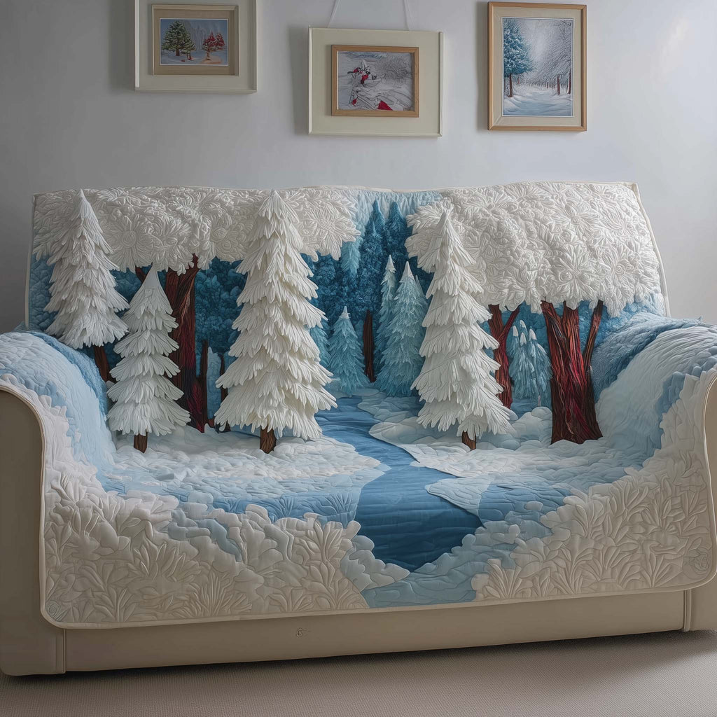 Winter River Quilted Sofa Cover Fall Halloween Decor For Sofa Couch