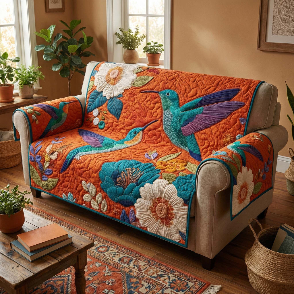 Floral Garden Quilted Sofa Cover Fall Halloween Decor For Sofa Couch