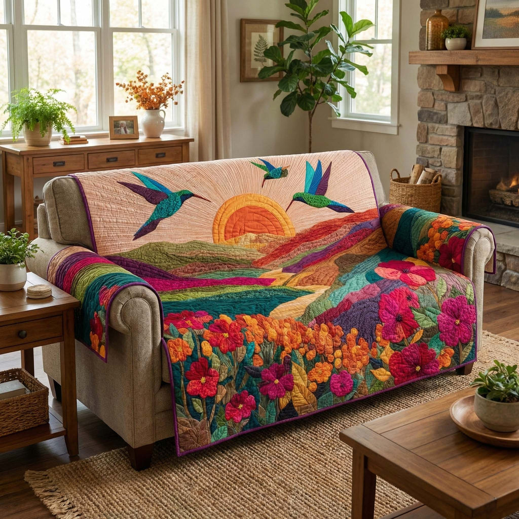 Spring Meadow Quilted Sofa Cover Fall Halloween Decor For Sofa Couch