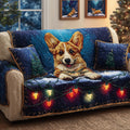 Corgi Lights Quilted Sofa Cover Fall Halloween Decor For Sofa Couch