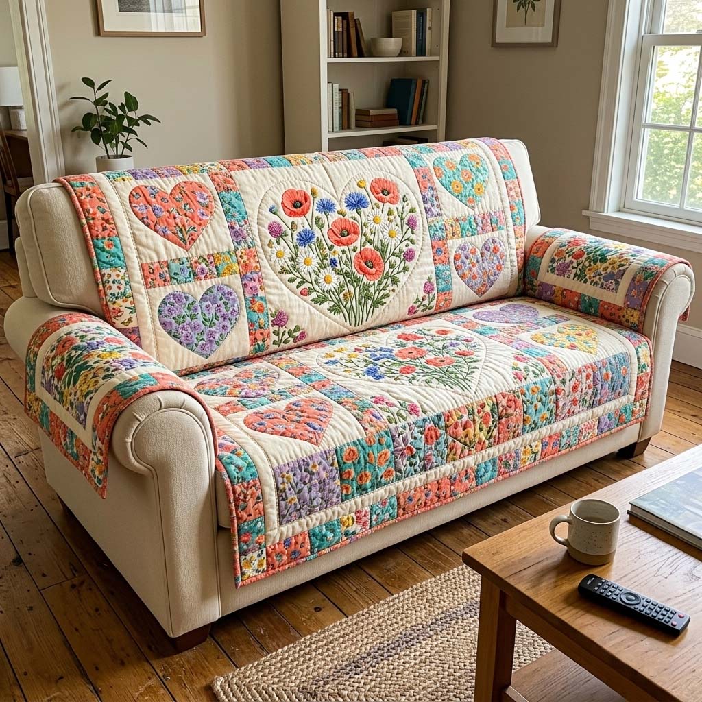 Petal Passion Quilted Sofa Cover Fall Halloween Decor For Sofa Couch