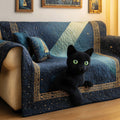 Celestial Cat Quilted Sofa Cover Fall Halloween Decor For Sofa Couch
