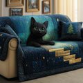Galaxy Cat Quilted Sofa Cover Fall Halloween Decor For Sofa Couch