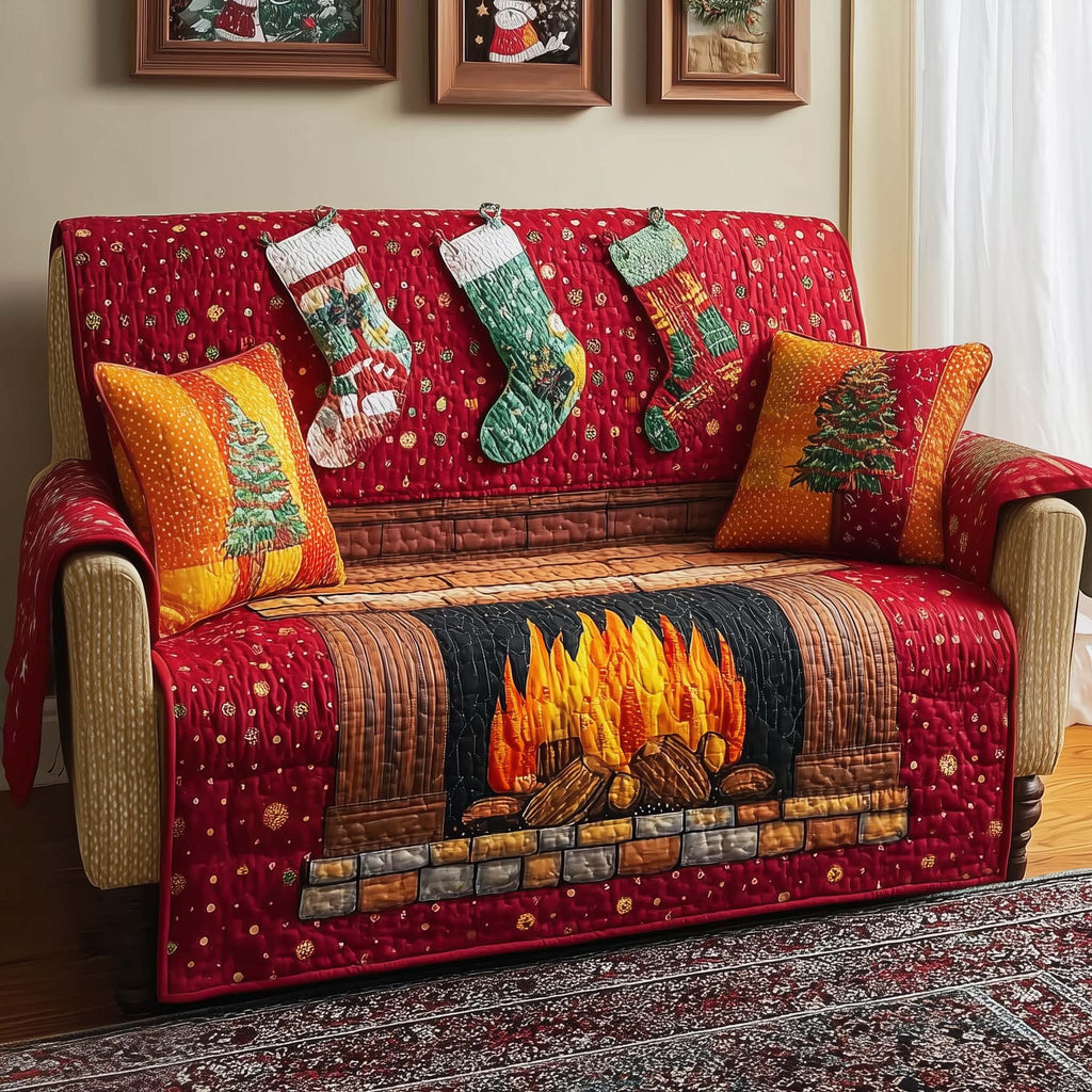 Warm Hearth Quilted Sofa Cover Fall Halloween Decor For Sofa Couch
