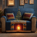 Cozy Fireplace Quilted Sofa Cover Fall Halloween Decor For Sofa Couch