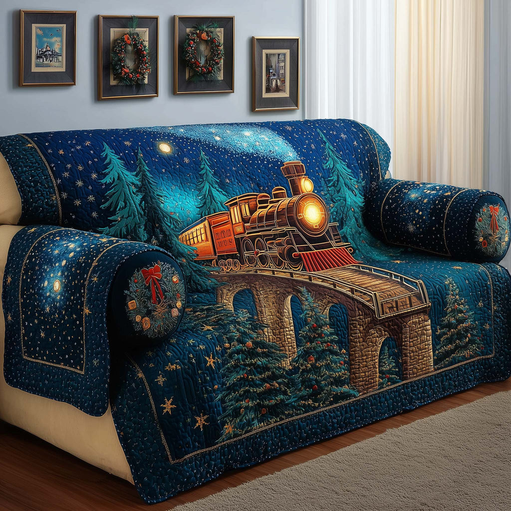Starlit Train Quilted Sofa Cover Fall Halloween Decor For Sofa Couch