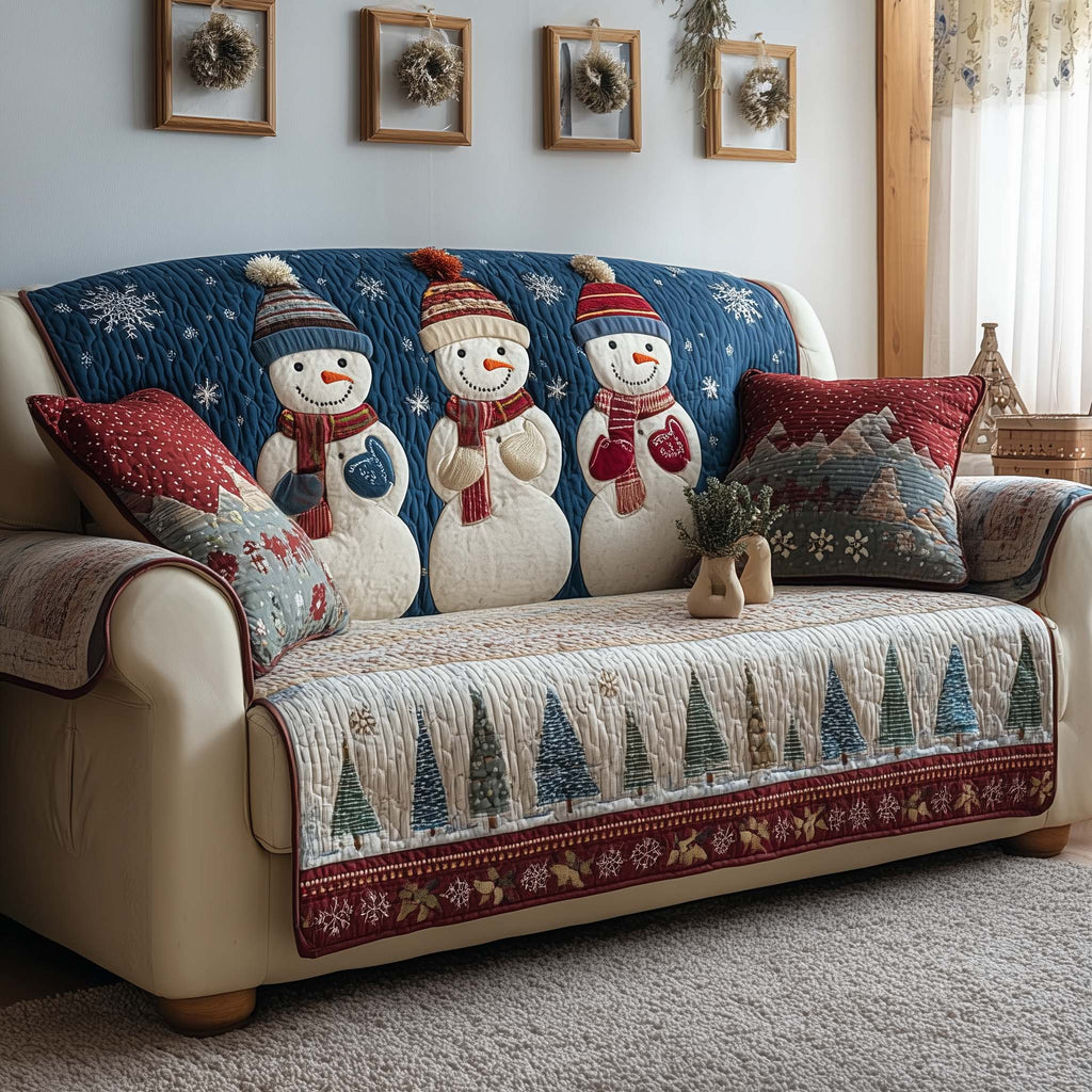 Frosty Friends Quilted Sofa Cover Fall Halloween Decor For Sofa Couch