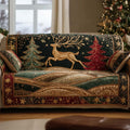 Deer Silhouette Quilted Sofa Cover Fall Halloween Decor For Sofa Couch