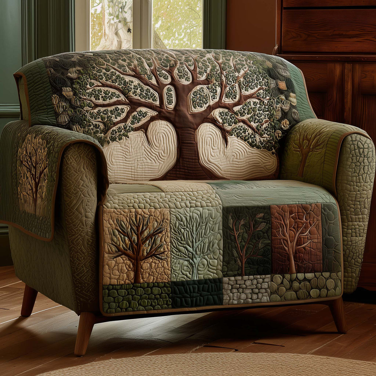 Timeless Roots Quilted Sofa Cover Fall Halloween Decor For Sofa Couch