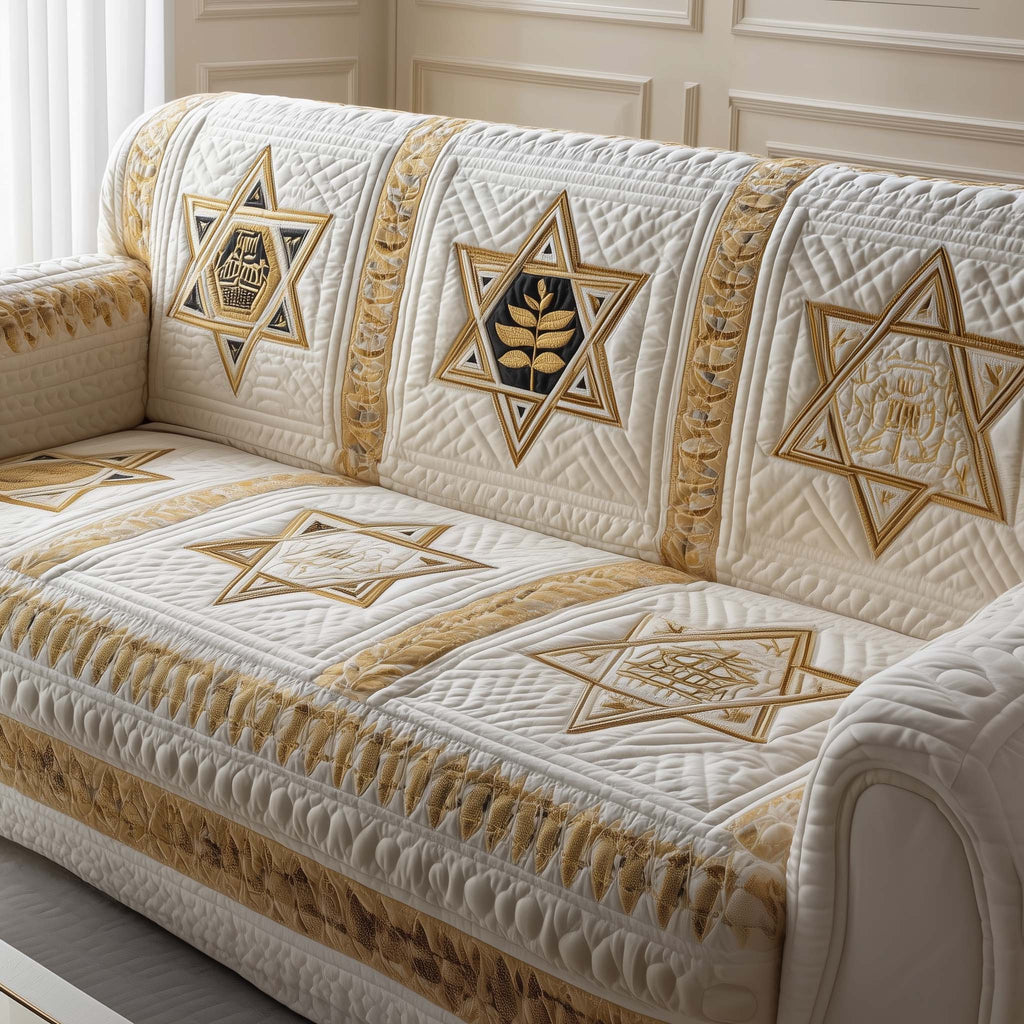 Star of David Quilted Sofa Cover Fall Halloween Decor For Sofa Couch