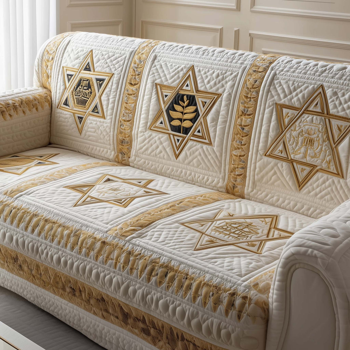 Star of David Quilted Sofa Cover Fall Halloween Decor For Sofa Couch