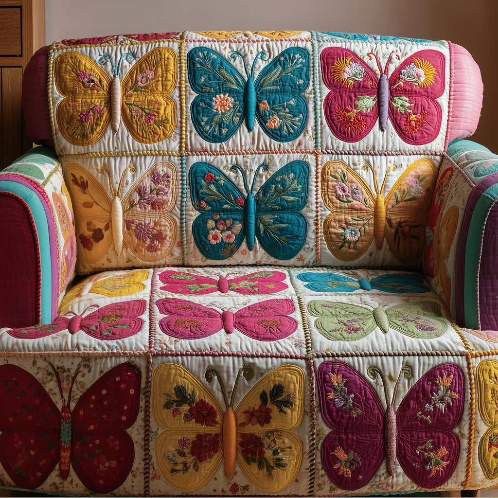 Patchy Butterfly Quilted Sofa Cover Fall Halloween Decor For Sofa Couch