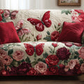 Crimson Butterflies Quilted Sofa Cover Fall Halloween Decor For Sofa Couch