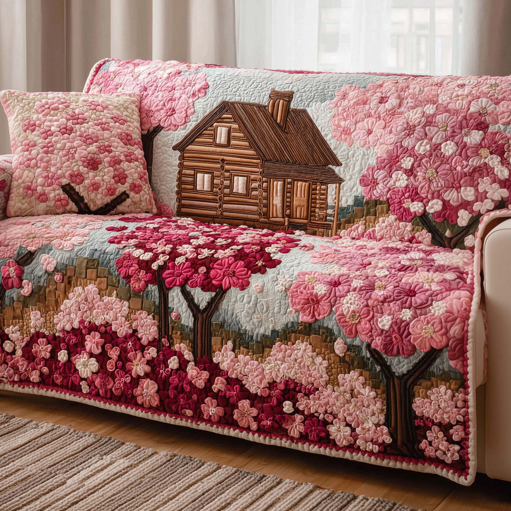 Petals and Pinewood Quilted Sofa Cover Fall Halloween Decor For Sofa Couch