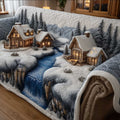 Frosted Townscape Quilted Sofa Cover Fall Halloween Decor For Sofa Couch