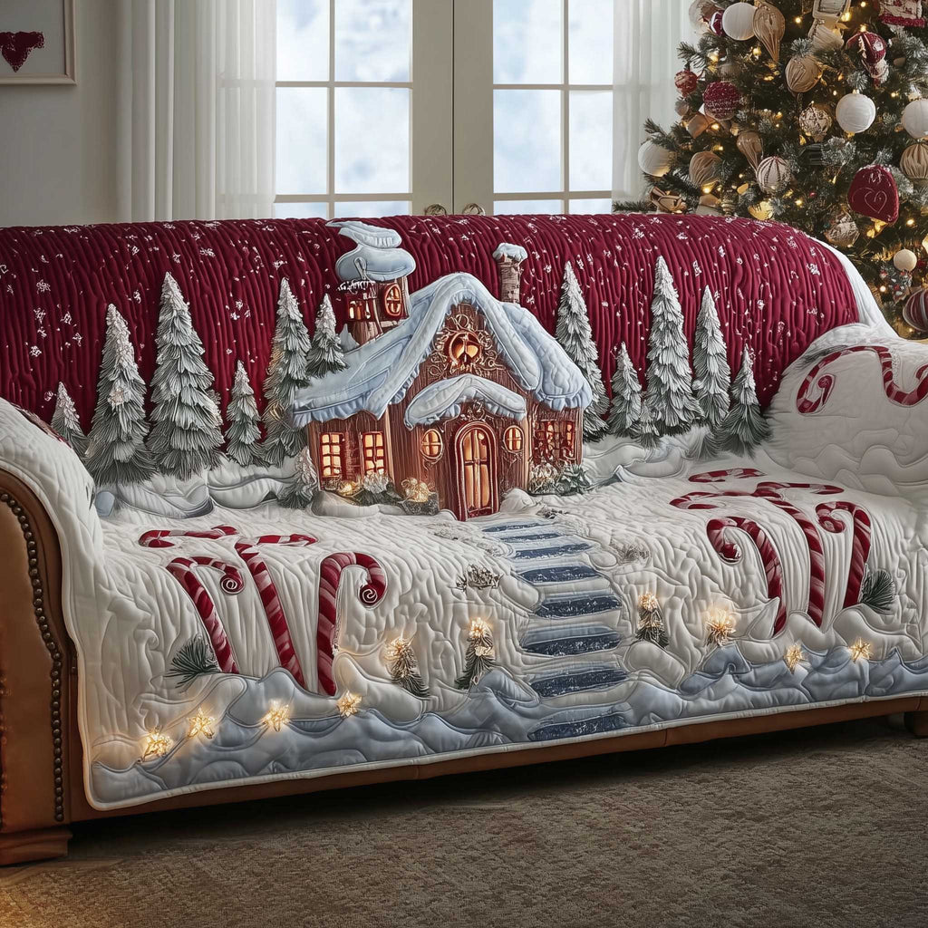 Christmas Wonderland Quilted Sofa Cover Fall Halloween Decor For Sofa Couch