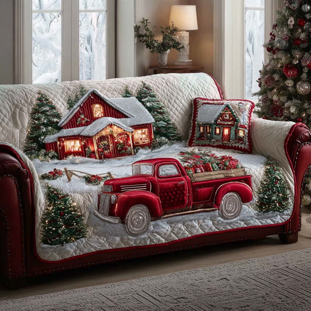 Frosted Journey Quilted Sofa Cover Fall Halloween Decor For Sofa Couch
