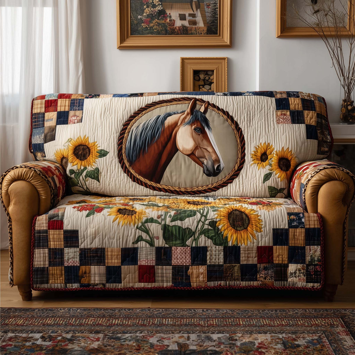 Rustic Gallop Quilted Sofa Cover Fall Halloween Decor For Sofa Couch