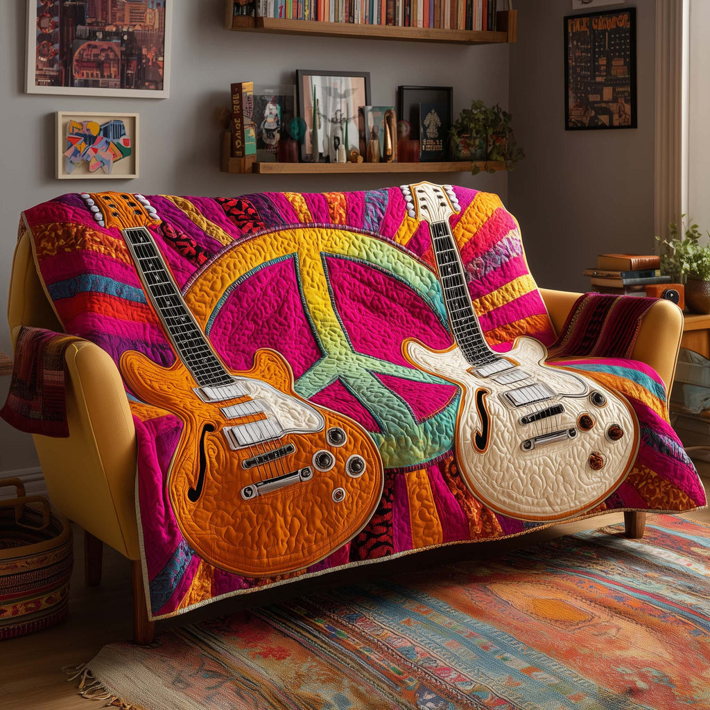 Peace Sign Quilted Sofa Cover Fall Halloween Decor For Sofa Couch