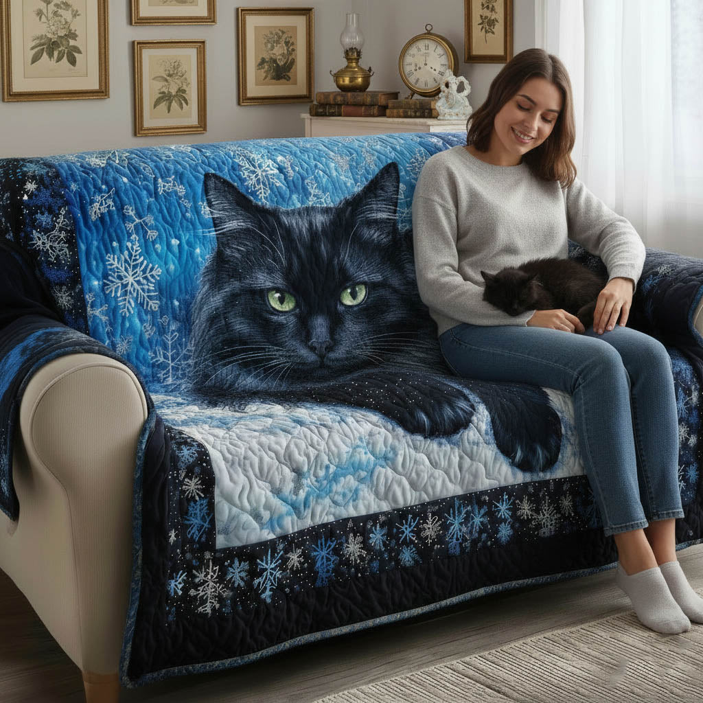 Charming Cat Quilted Sofa Cover Fall Halloween Decor For Sofa Couch