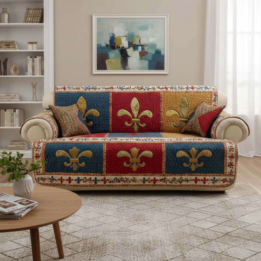 Patch Fleur Quilted Sofa Cover Fall Halloween Decor For Sofa Couch
