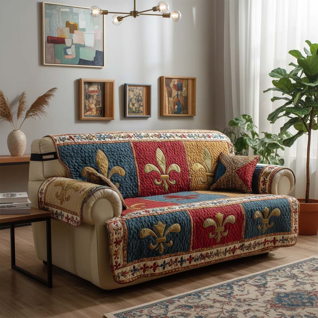 Patch Fleur Quilted Sofa Cover Fall Halloween Decor For Sofa Couch
