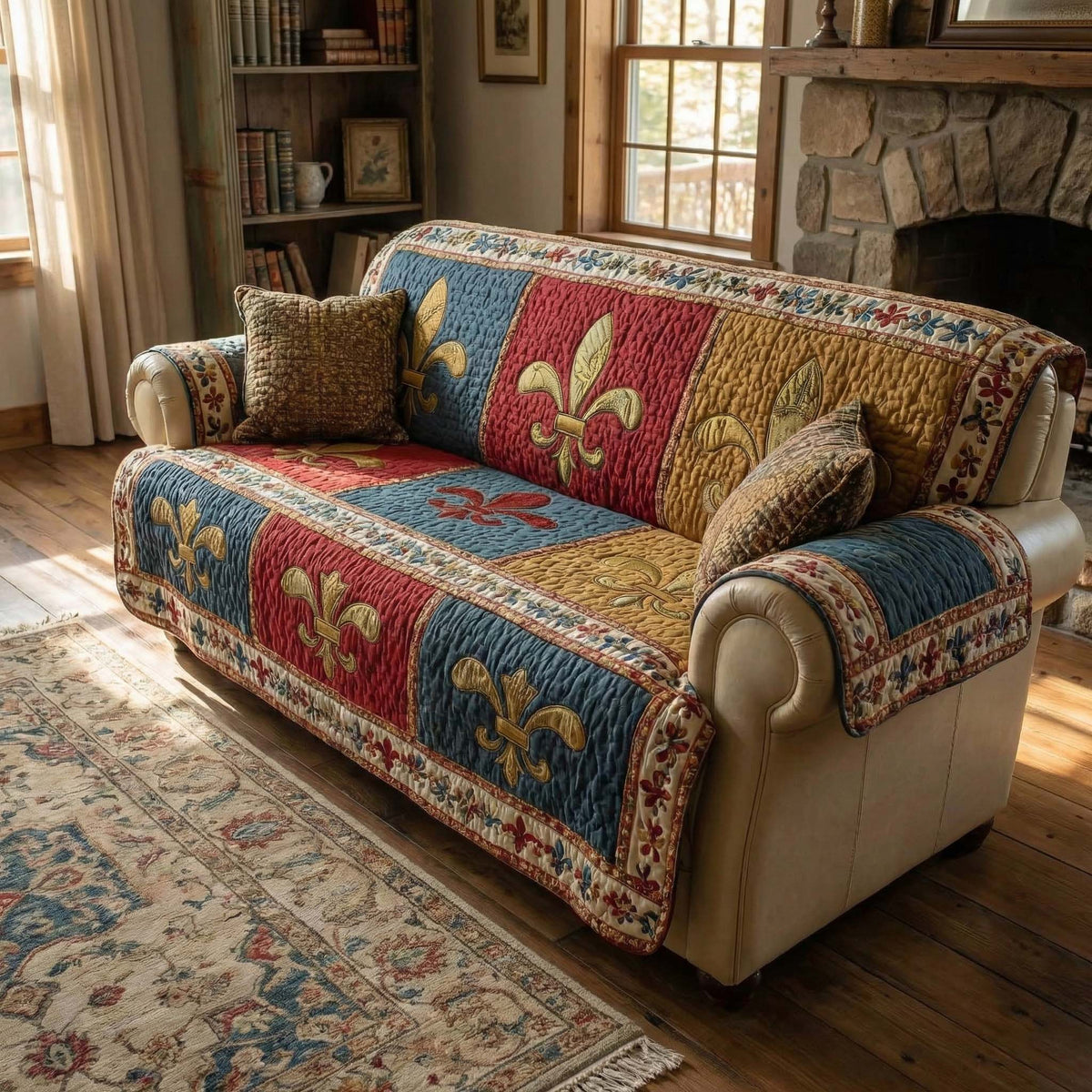 Patch Fleur Quilted Sofa Cover Fall Halloween Decor For Sofa Couch
