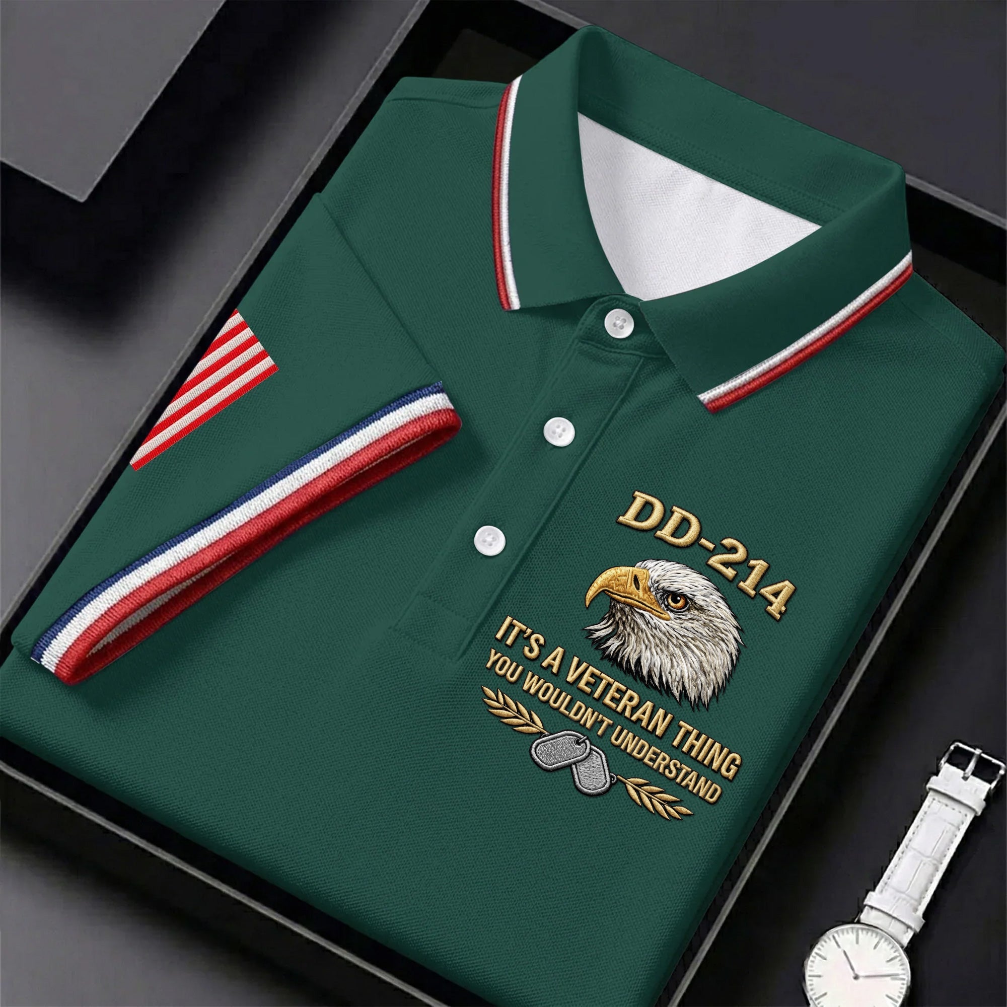 DD 214 Veteran Memorial Patriotic 4th Of July Golf Shirt, 250 Years Polo Shirts For Men