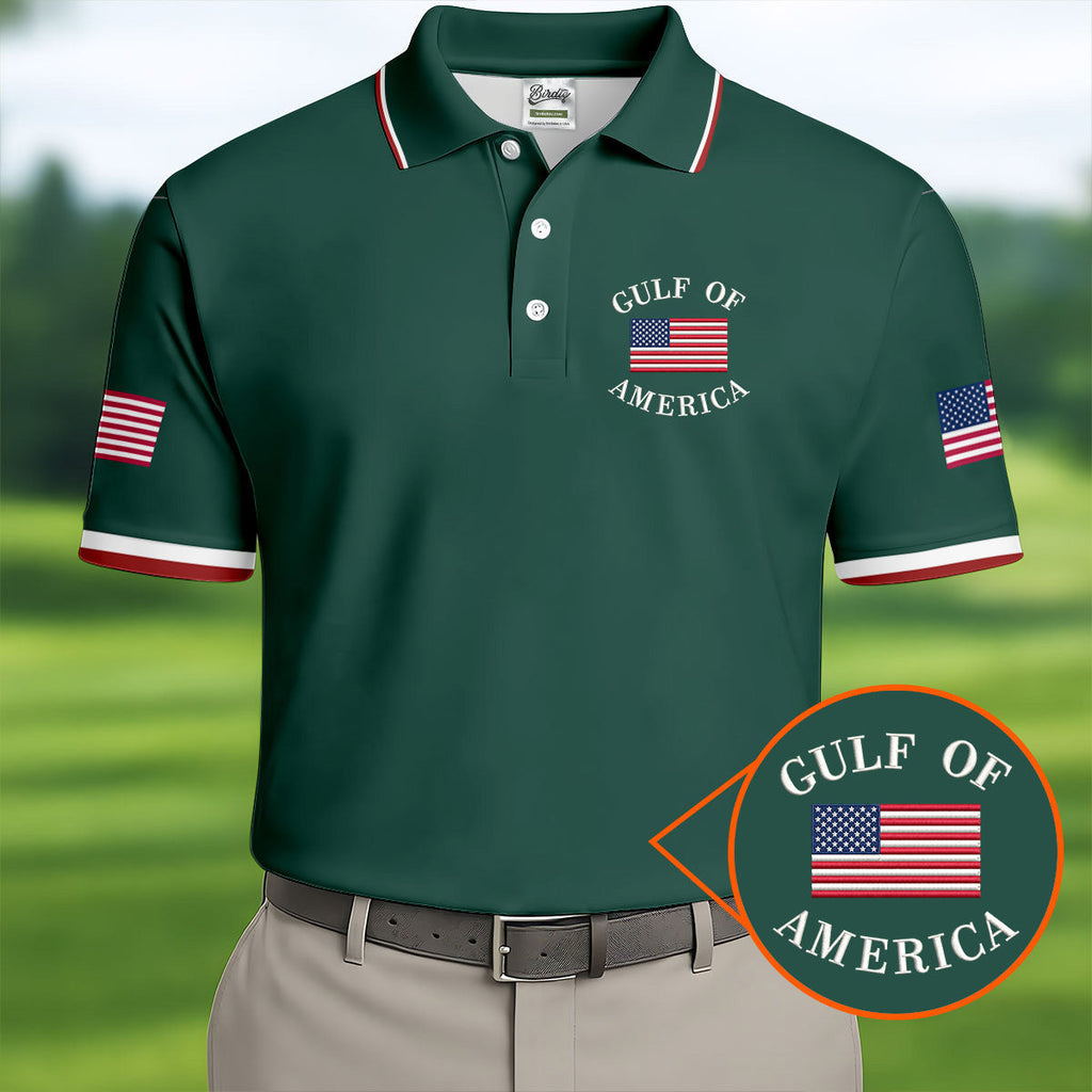 Gulf Of America Patriotic Golf Shirt, 4th Of July Golf Shirt, 250 Years Polo Shirts For Men