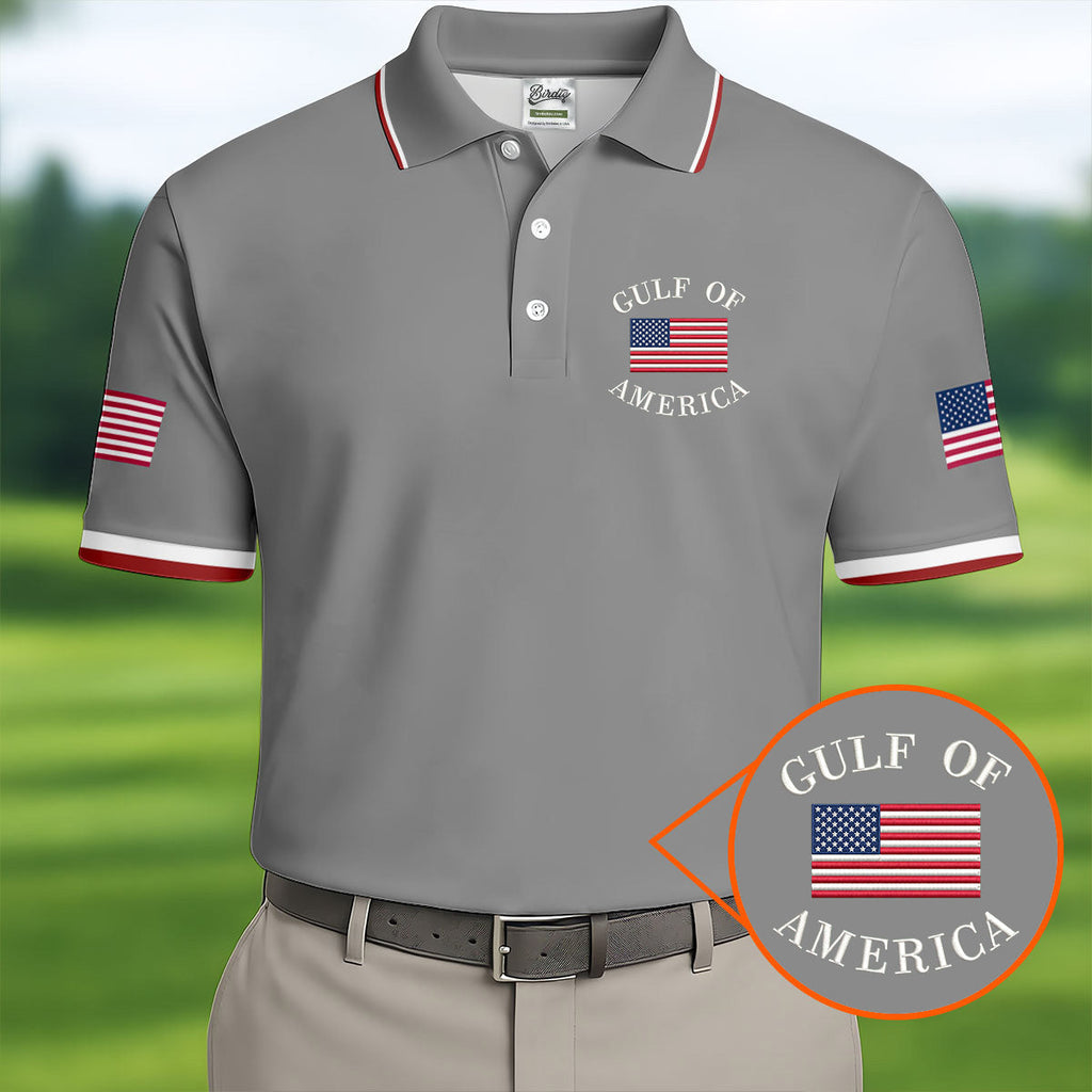 Gulf Of America Patriotic Golf Shirt, 4th Of July Golf Shirt, 250 Years Polo Shirts For Men
