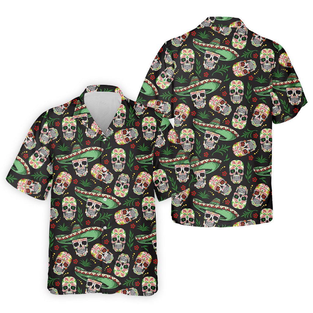 Skull Golf Shirt, Day Of The Dead Shirt, Mexican Floral Shirt, Men Polo, Unique Gift For Golfer