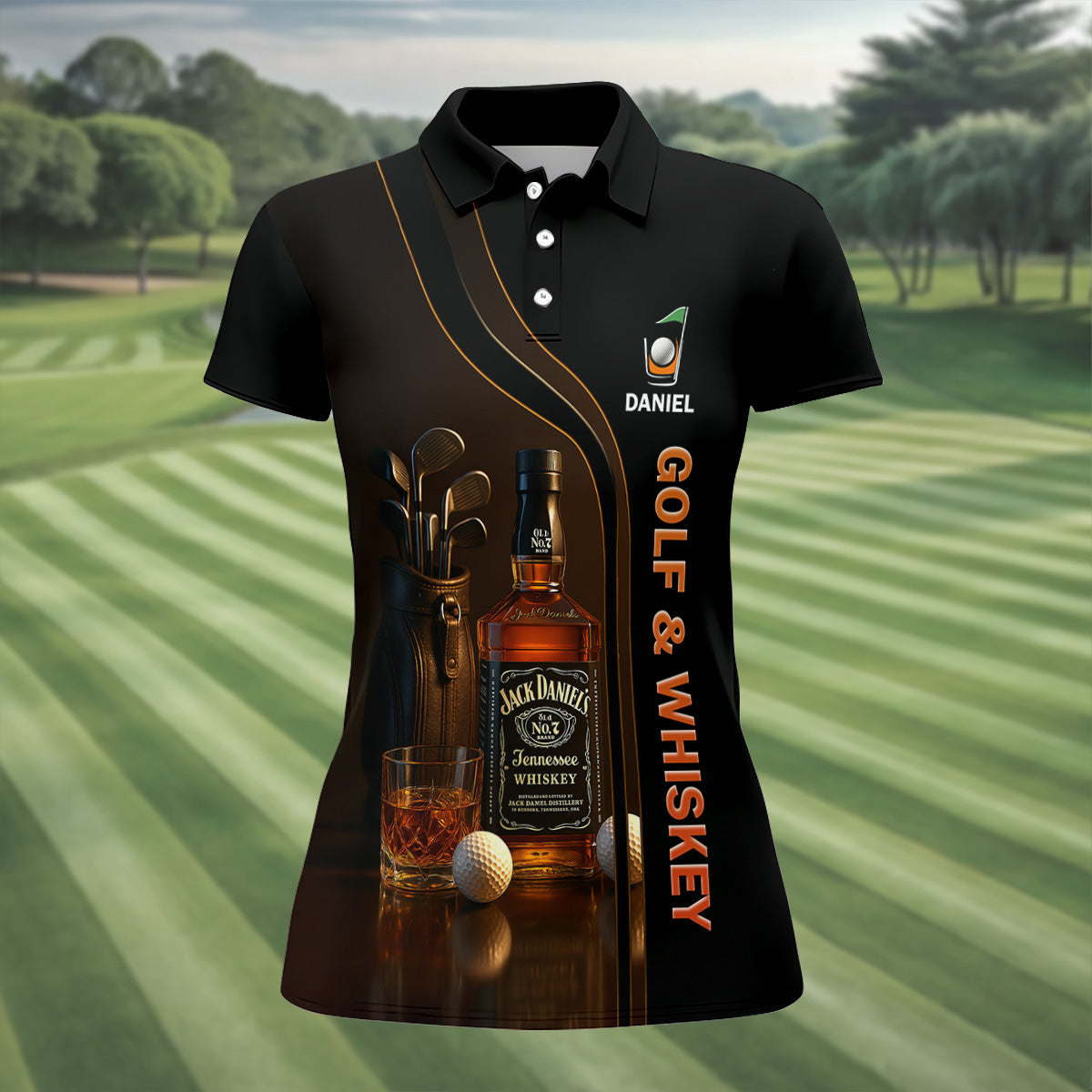 Golf And Whiskey Fun Golf Shirt, Ladies Sleeveless Polo, Unique Gift For Golfer, Ladies Golf Shirts