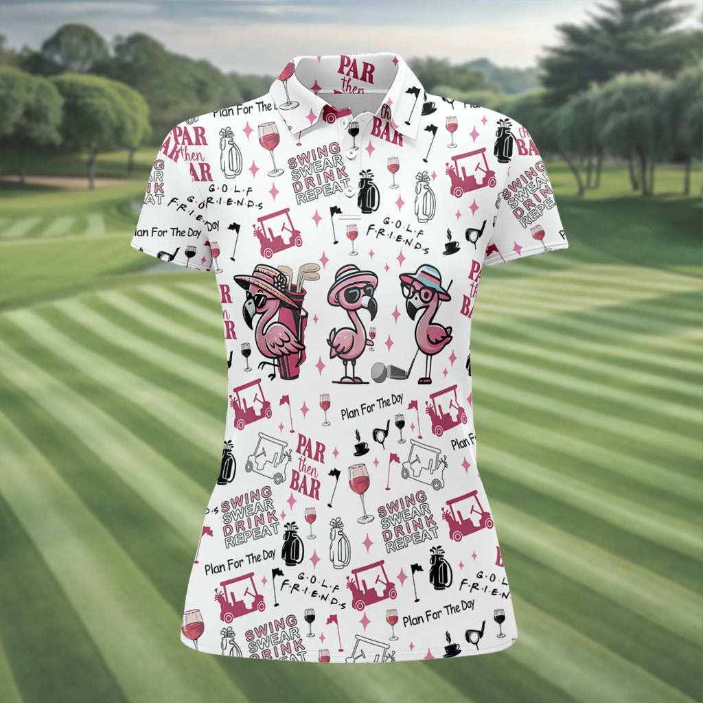 Golf Friends Par Then Bar Flamingo Golf Shirt, Golf Team Shirt, Ladies Sleeveless Tops, Ladies Golf Shirts