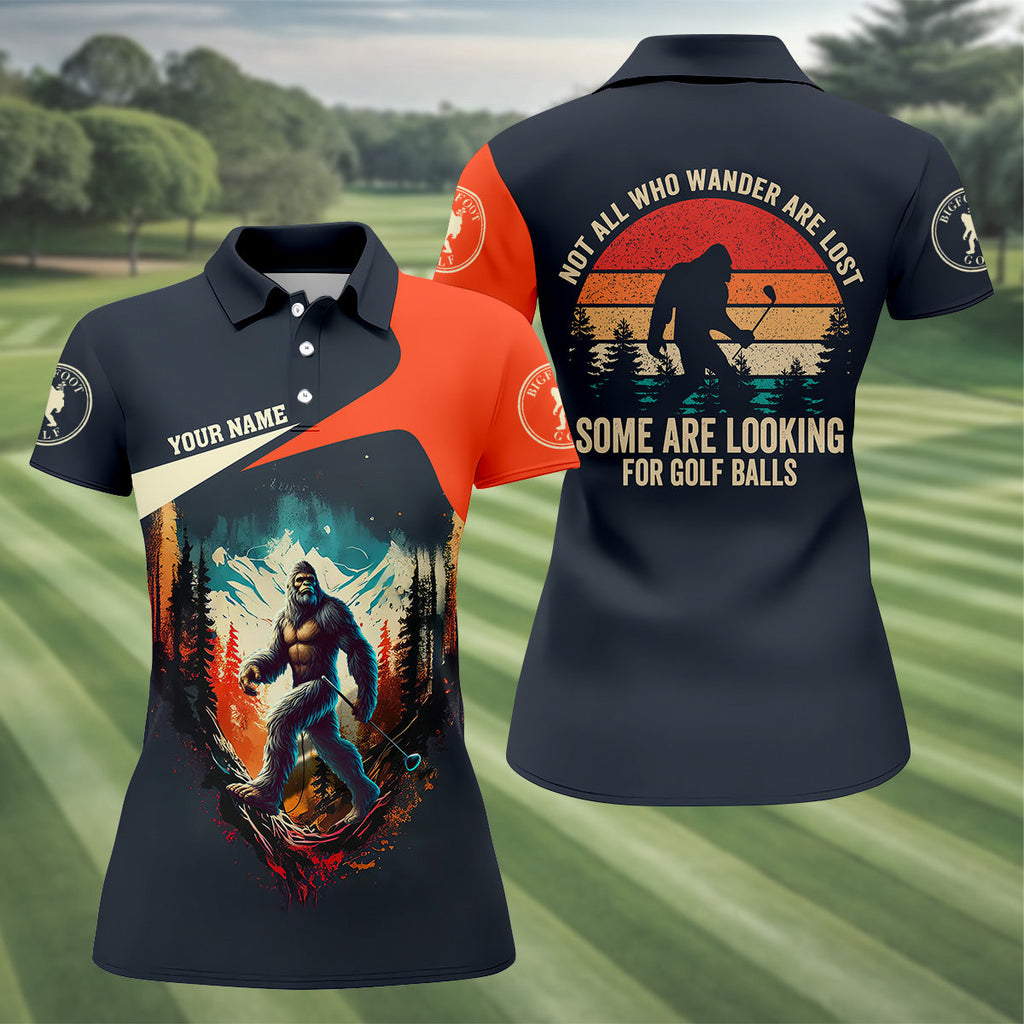 Not All Who Wander Are Lost Some Are Looking For Golf Balls Sasquatch Golf Shirt, Ladies Golf Shirts