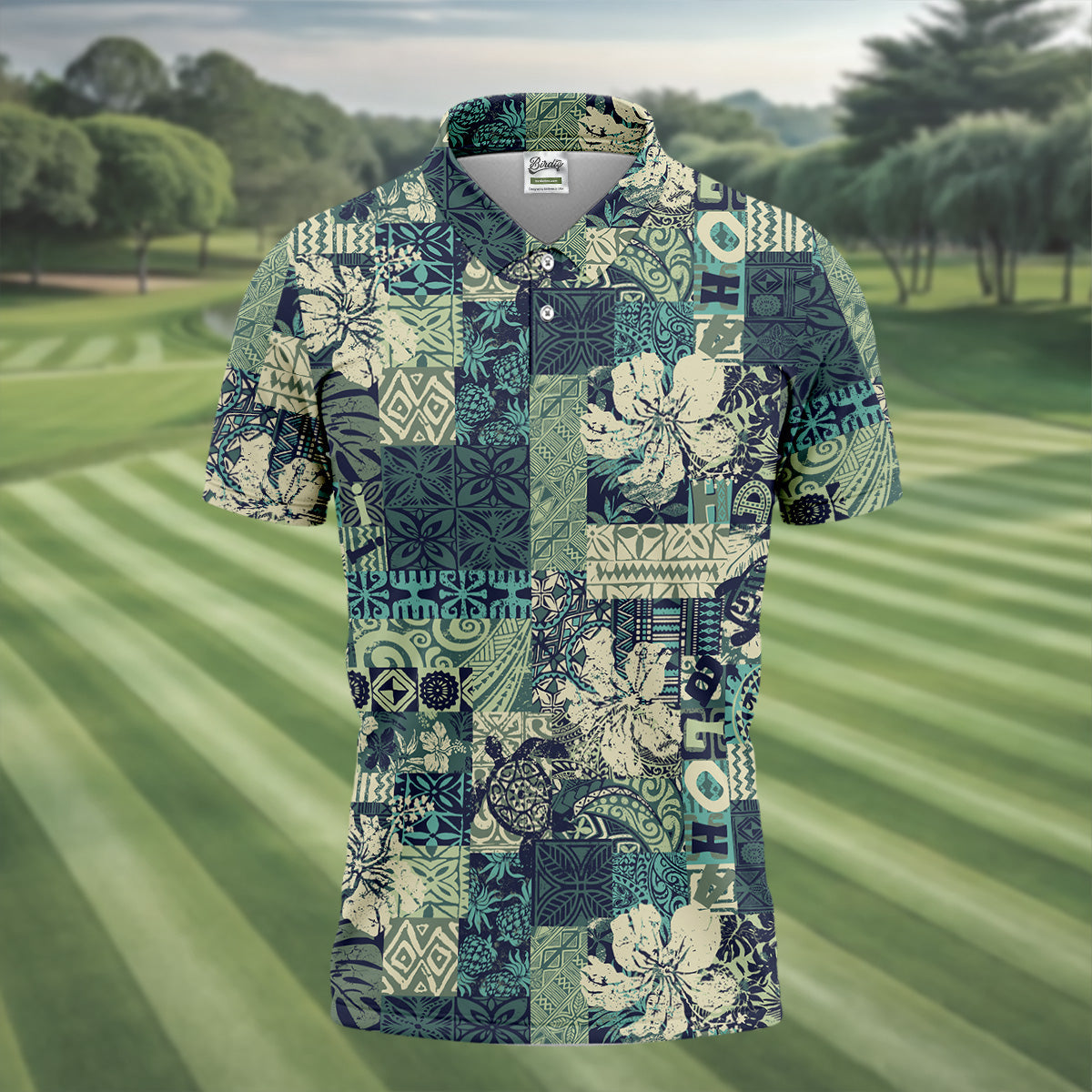 Tribal Aztec Tropical Golf Shirt, Hawaiian Golf Shirts, Mens Golf Polo Shirts, Golf Gift For Men