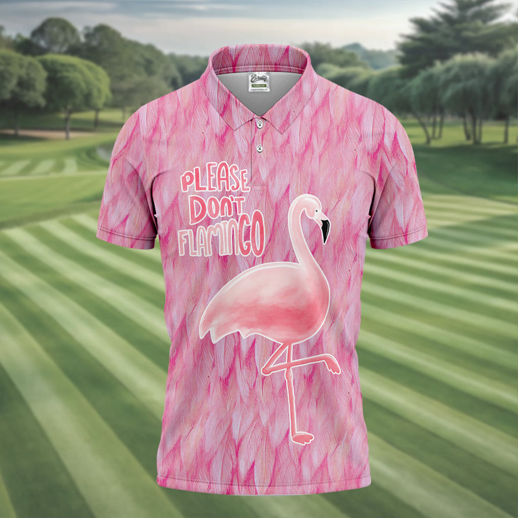 Please Don't Flamingo Fun Golf Shirts For Men, Pink Flamingo Polo Shirts For Men, Golf Gift For Men