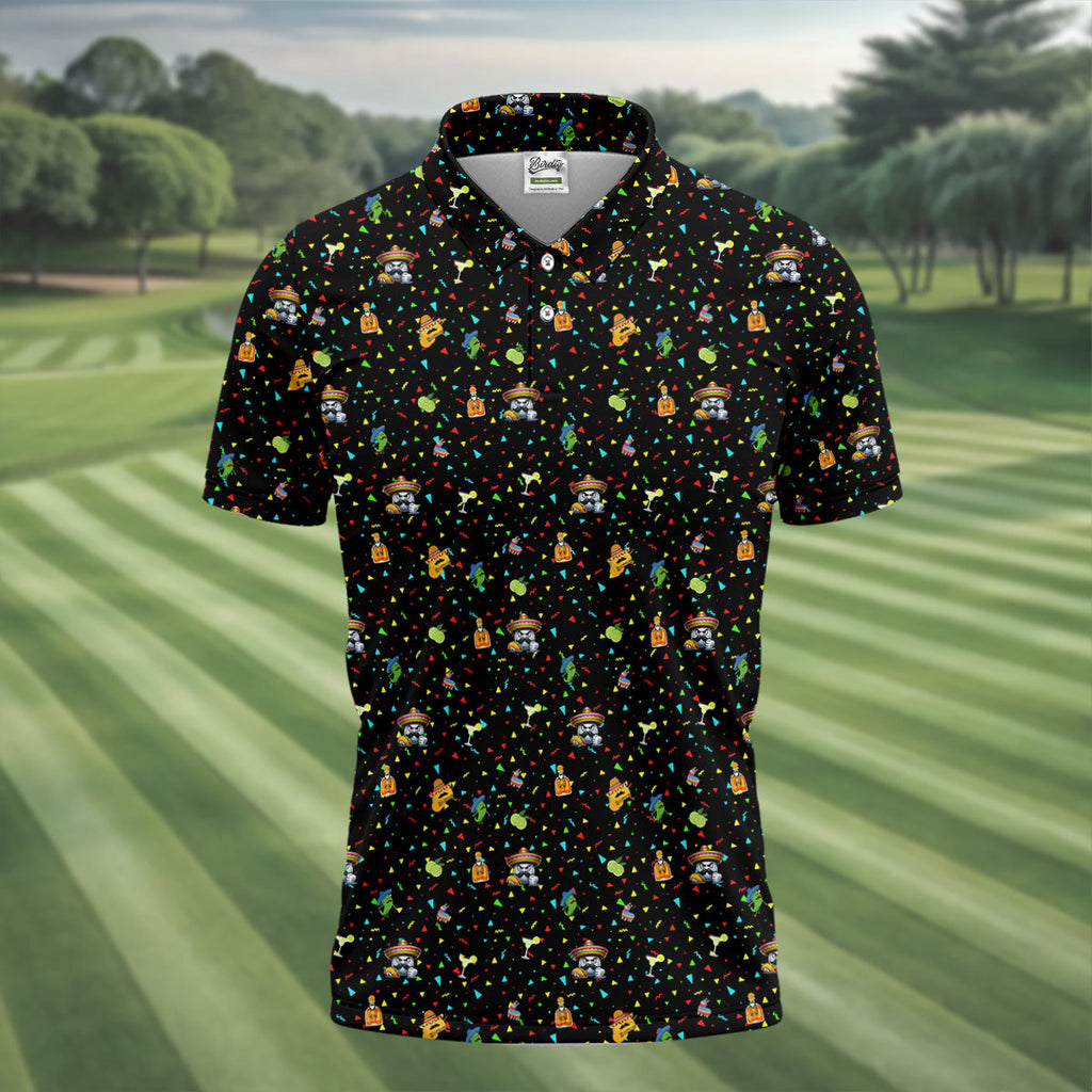 Fairway Fiesta Black Golf Polo Shirt, Fun Golf Shirts For Men, Polo Shirts For Men, Golfing Apparel
