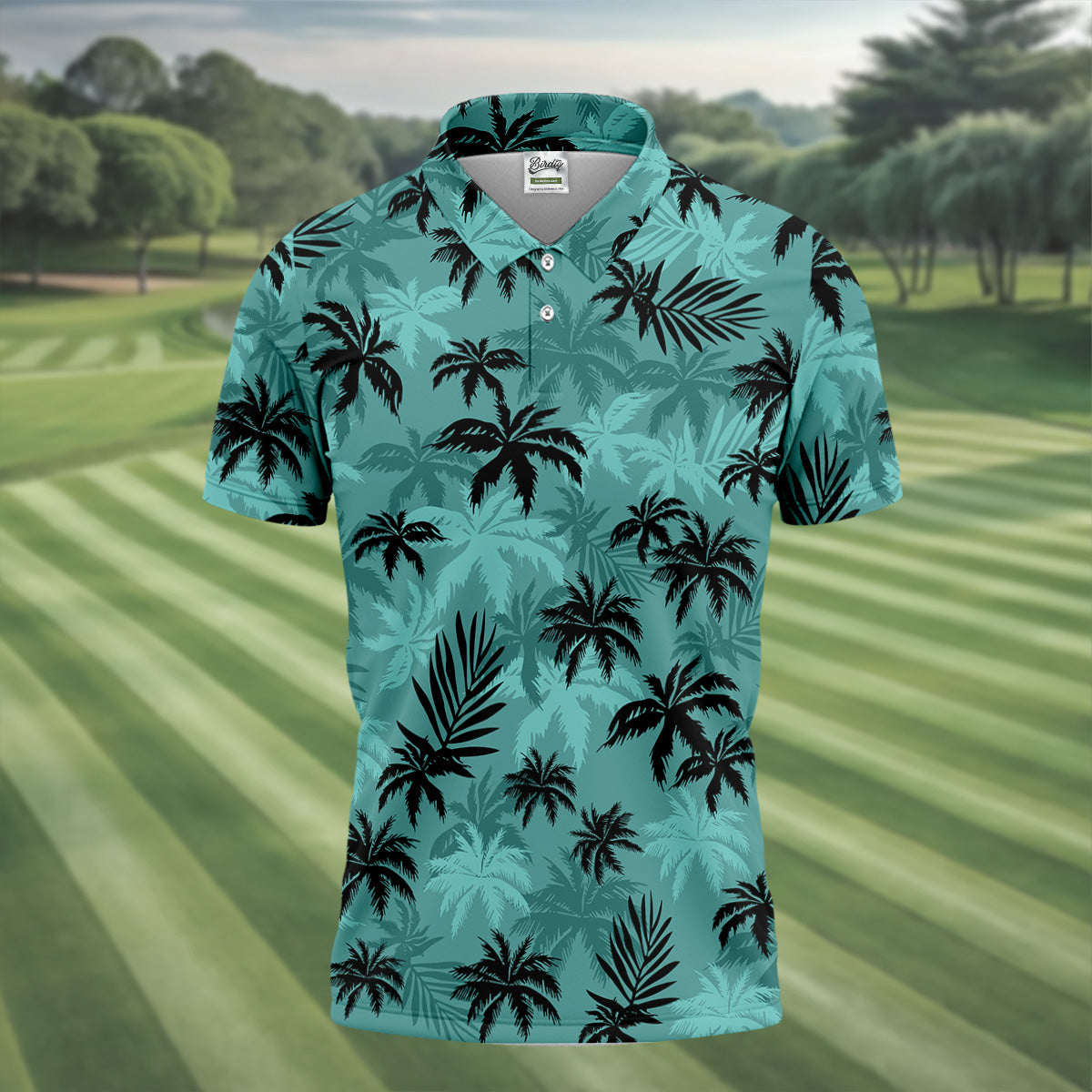 Tropical Palm Leaves Golf Tops For Men, Hawaiian Golf Shirts, Polo Shirts For Men, Golf Gift For Men