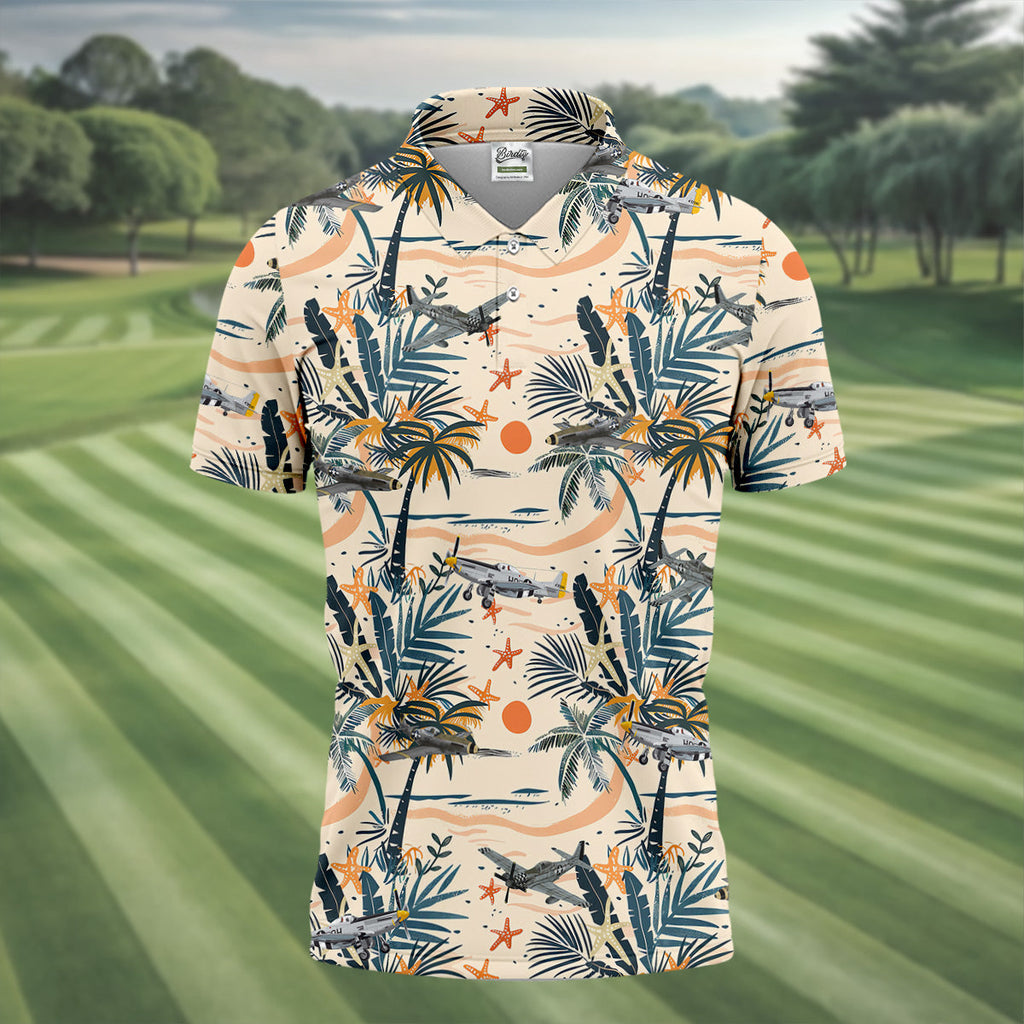 Beach Tropical Seamless Pattern Men Polo, Retro Golf Shirt, Polo Shirts For Men, Golfing Apparel