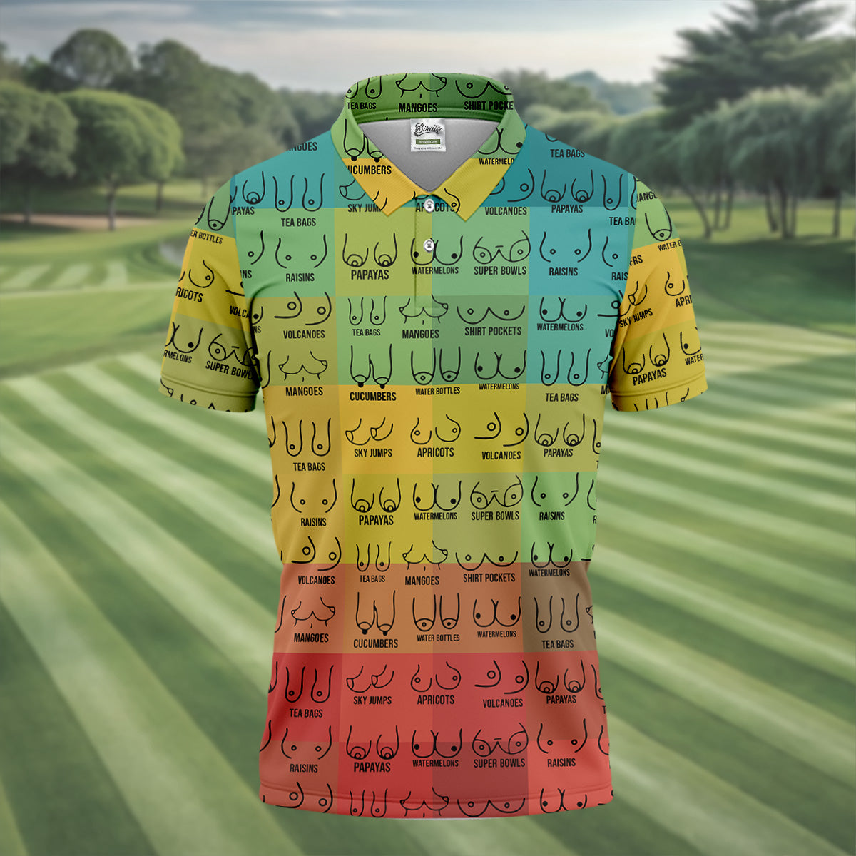 Colorful Fun Mens Golf Shirt, Golf Tops For Men, Gifts For Golf Lovers, Polo Shirts For Men, Golfing Apparel