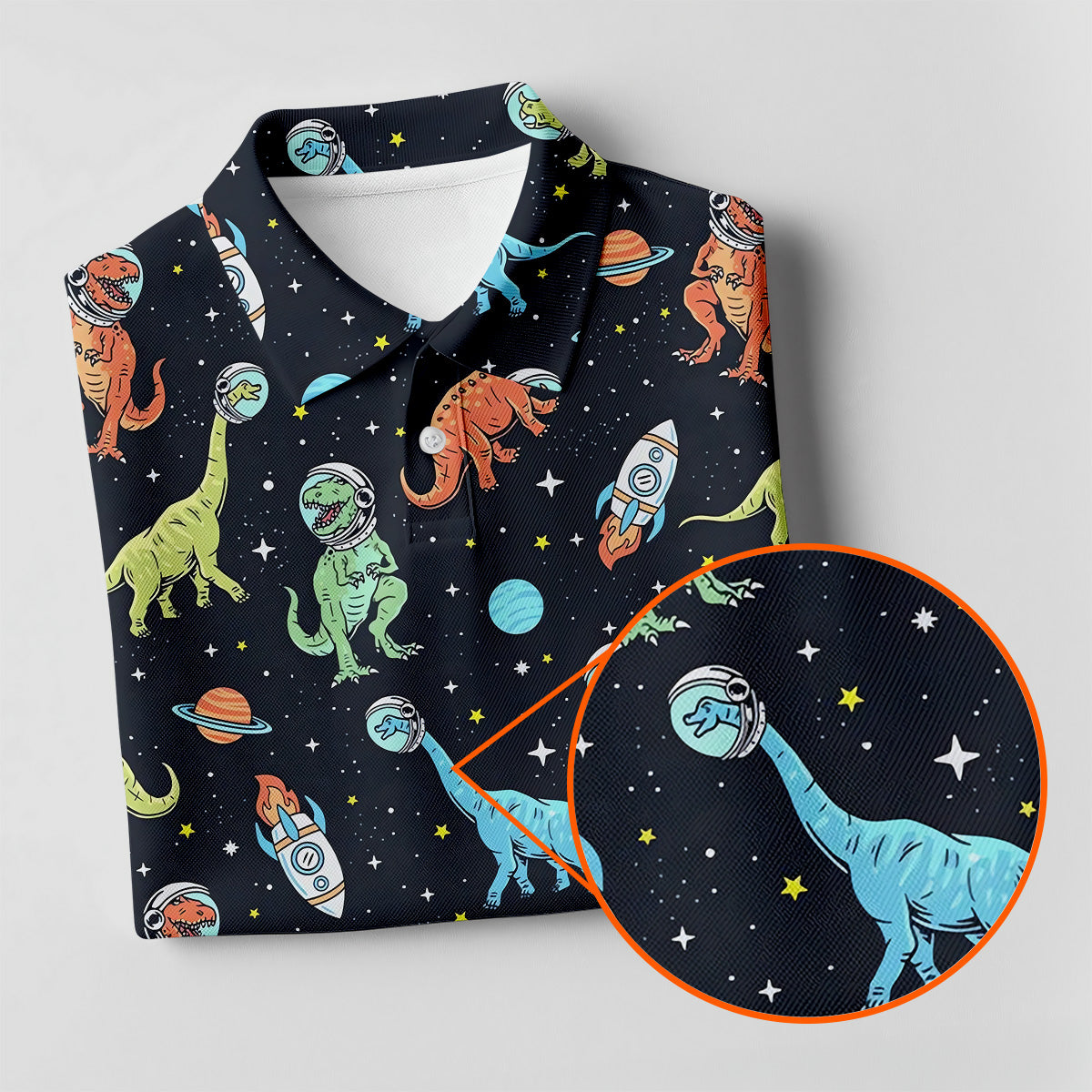 Dinosaur Space Golf Shirt, Golf Tops For Men, Gifts For Golf Lovers, Polo ShirtFor Men, Golfing Apparel